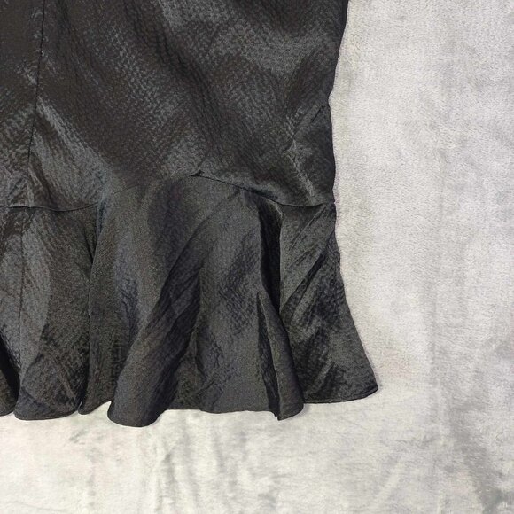 Rebecca Taylor Women 2 Black Silk Ruffle Hem Corporate Goth Dark Romantic Blouse - Picture 8 of 10